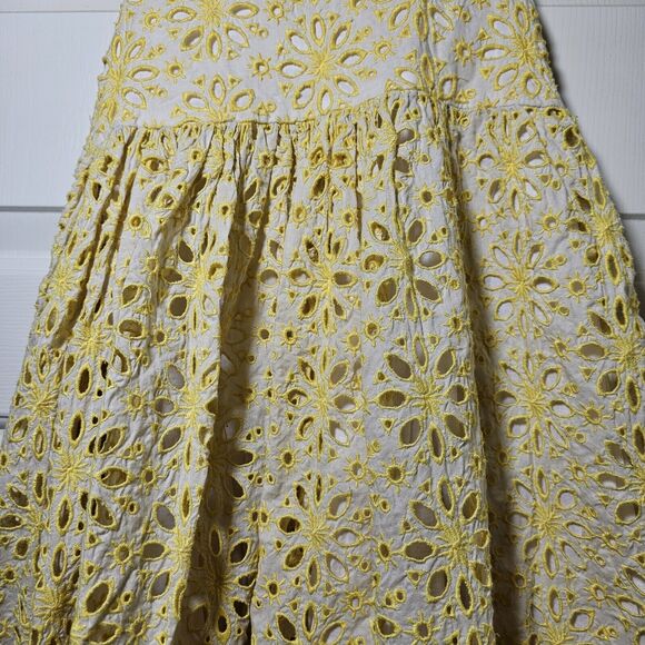 Halabaloo Yellow Floral Eyelet Lace Dress Girls Sz 6 - Picture 2 of 9